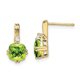 10k Cushion Peridot and Diamond Earrings-WBC-EM7083-PE-004-1YA