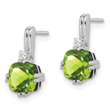 14k White Gold Cushion Peridot and Diamond Earrings-WBC-EM7083-PE-004-WA