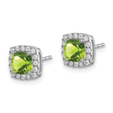 14k White Gold Cushion Peridot and Diamond Halo Earrings-WBC-EM7084-PE-019-WA