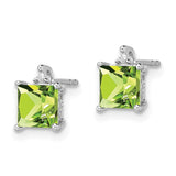 14k White Gold Princess Peridot and Diamond Earrings-WBC-EM7085-PE-001-WA