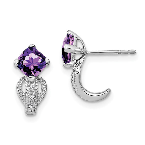 14k White Gold Amethyst and Diamond Earrings-WBC-EM7086-AM-003-WA