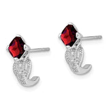 14k White Gold Garnet and Diamond Earrings-WBC-EM7086-GA-003-WA