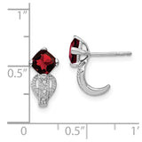 14k White Gold Garnet and Diamond Earrings-WBC-EM7086-GA-003-WA