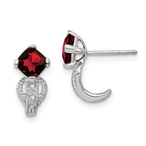 14k White Gold Garnet and Diamond Earrings-WBC-EM7086-GA-003-WA