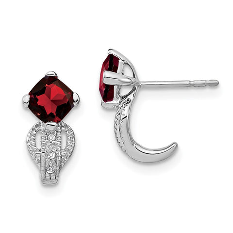 14k White Gold Garnet and Diamond Earrings-WBC-EM7086-GA-003-WA