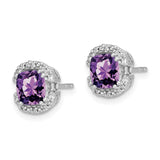 14k White Gold Cushion Amethyst and Diamond Halo Earrings-WBC-EM7087-AM-010-WA