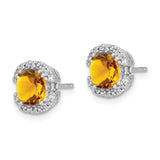 14k White Gold Cushion Citrine and Diamond Halo Earrings-WBC-EM7087-CI-010-WA