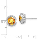 14k White Gold Cushion Citrine and Diamond Halo Earrings-WBC-EM7087-CI-010-WA