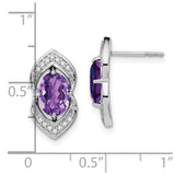 14k White Gold Amethyst and Diamond Post Earrings-WBC-EM7088-AM-014-WA