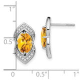 14k White Gold Citrine and Diamond Post Earrings-WBC-EM7088-CI-014-WA