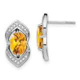 14k White Gold Citrine and Diamond Post Earrings-WBC-EM7088-CI-014-WA