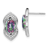 14k White Gold Mystic Fire Topaz and Diamond Post Earrings-WBC-EM7088-FT-014-WA