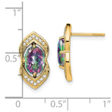 14k Mystic Fire Topaz and Diamond Post Earrings-WBC-EM7088-FT-014-YA