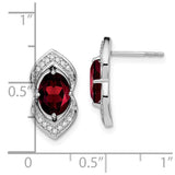 14k White Gold Garnet and Diamond Post Earrings-WBC-EM7088-GA-014-WA