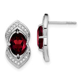 14k White Gold Garnet and Diamond Post Earrings-WBC-EM7088-GA-014-WA