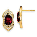 14k Garnet and Diamond Post Earrings-WBC-EM7088-GA-014-YA