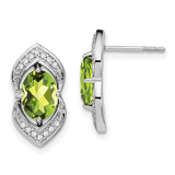 14k White Gold Peridot and Diamond Post Earrings-WBC-EM7088-PE-014-WA