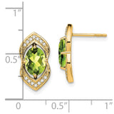 14k Peridot and Diamond Post Earrings-WBC-EM7088-PE-014-YA