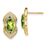 14k Peridot and Diamond Post Earrings-WBC-EM7088-PE-014-YA