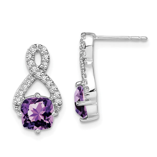 14k White Gold Amethyst and Diamond Earrings-WBC-EM7089-AM-017-WA