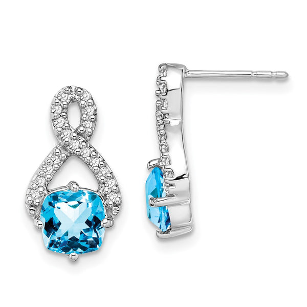 14k White Gold Blue Topaz and Diamond Earrings-WBC-EM7089-BT-017-WA