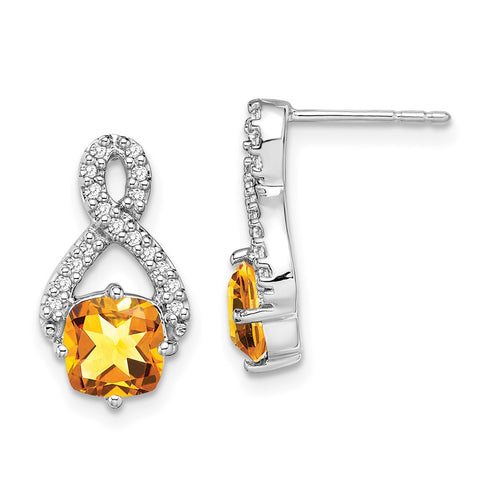 14k White Gold Citrine and Diamond Earrings-WBC-EM7089-CI-017-WA