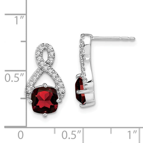 14k White Gold Garnet and Diamond Earrings-WBC-EM7089-GA-017-WA