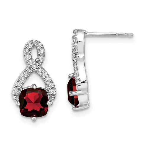 14k White Gold Garnet and Diamond Earrings-WBC-EM7089-GA-017-WA