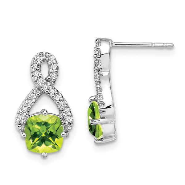 14k White Gold Peridot and Diamond Earrings-WBC-EM7089-PE-017-WA