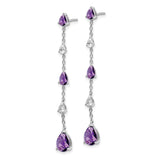 14k White Gold Amethyst and White Topaz Dangle Earrings-WBC-EM7090-AM-WA