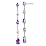 14k White Gold Amethyst and White Topaz Dangle Earrings-WBC-EM7090-AM-WA