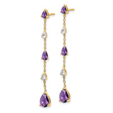 14k Amethyst and White Topaz Dangle Earrings-WBC-EM7090-AM-YA