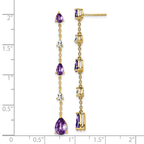 14k Amethyst and White Topaz Dangle Earrings-WBC-EM7090-AM-YA