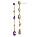 14k Amethyst and White Topaz Dangle Earrings-WBC-EM7090-AM-YA