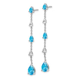 14k White Gold Blue Topaz and White Topaz Dangle Earrings-WBC-EM7090-BT-WA