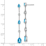 14k White Gold Blue Topaz and White Topaz Dangle Earrings-WBC-EM7090-BT-WA