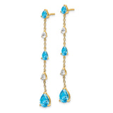 14k Blue Topaz and White Topaz Dangle Earrings-WBC-EM7090-BT-YA