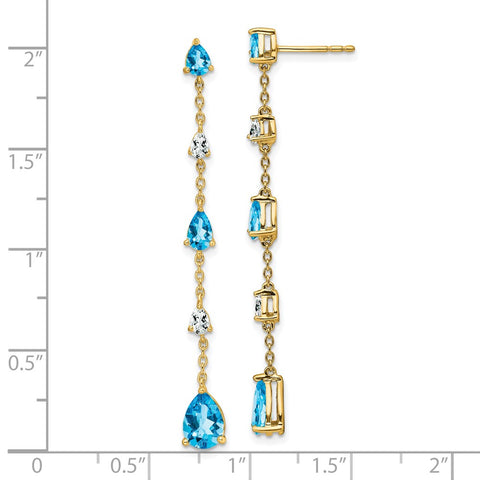 14k Blue Topaz and White Topaz Dangle Earrings-WBC-EM7090-BT-YA