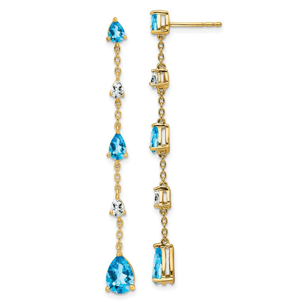 14k Blue Topaz and White Topaz Dangle Earrings-WBC-EM7090-BT-YA