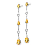 14k White Gold Citrine and White Topaz Dangle Earrings-WBC-EM7090-CI-WA