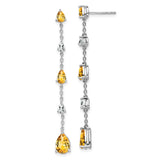 14k White Gold Citrine and White Topaz Dangle Earrings-WBC-EM7090-CI-WA