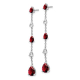 14k White Gold Garnet and White Topaz Dangle Earrings-WBC-EM7090-GA-WA