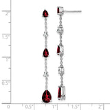 14k White Gold Garnet and White Topaz Dangle Earrings-WBC-EM7090-GA-WA