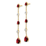 14k Garnet and White Topaz Dangle Earrings-WBC-EM7090-GA-YA