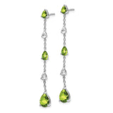 14k White Gold Peridot and White Topaz Dangle Earrings-WBC-EM7090-PE-WA