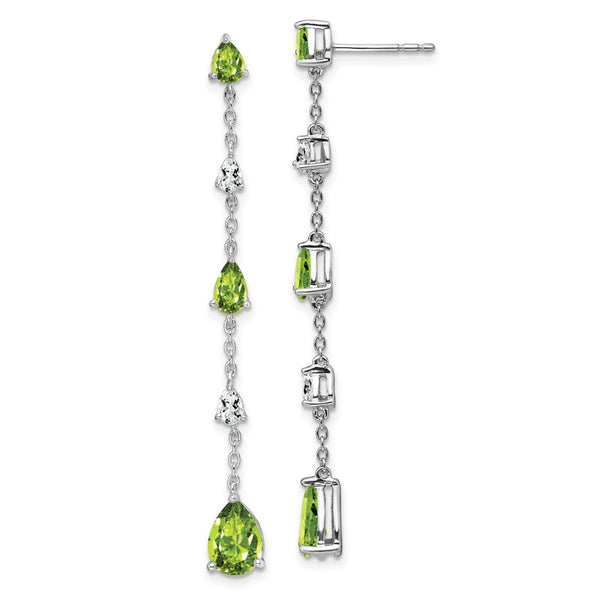 14k White Gold Peridot and White Topaz Dangle Earrings-WBC-EM7090-PE-WA