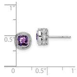 10k White Gold Cushion Amethyst and Diamond Earrings-WBC-EM7092-AM-019-1WA