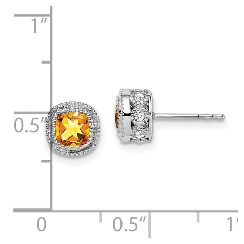 10k White Gold Cushion Citrine and Diamond Earrings-WBC-EM7092-CI-019-1WA