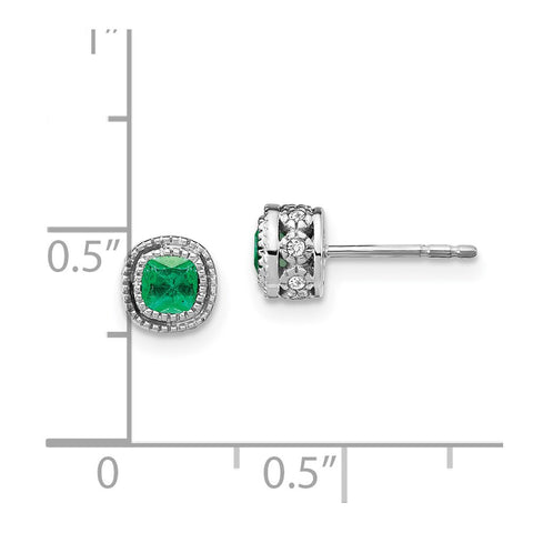 10k White Gold Emerald and Diamond Earrings-WBC-EM7092-EM-010-1WA