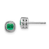 10k White Gold Emerald and Diamond Earrings-WBC-EM7092-EM-010-1WA